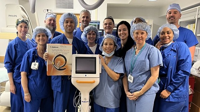 The Saint Anne's Hospital Cardiac Care Team celebrates the first renal denervation procedure.