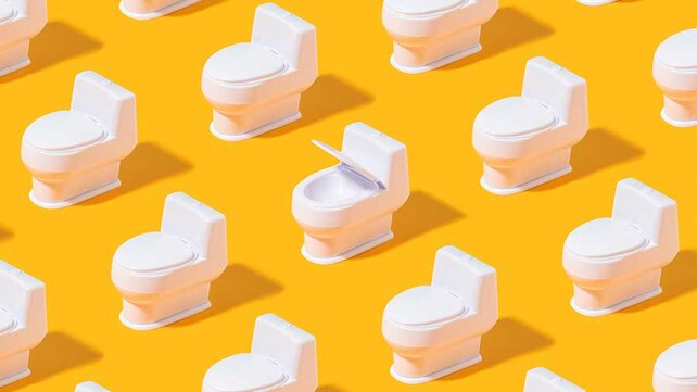 illustration of toilets on yellow background