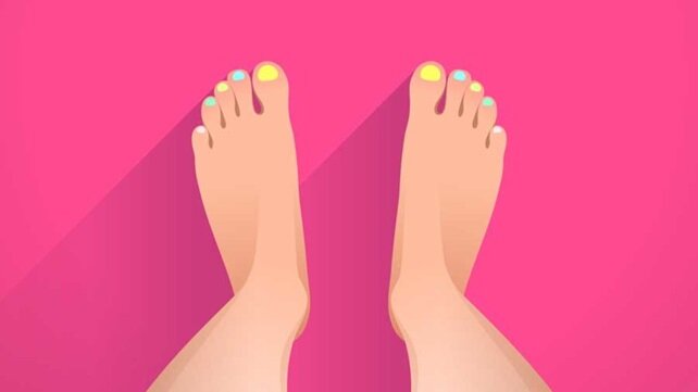 Graphic of two feet with painted toenails