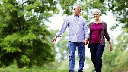 Couple walking on a walking path