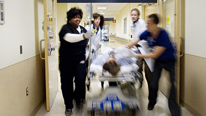 Trauma Situation inside Rhode Island Hospital hallway